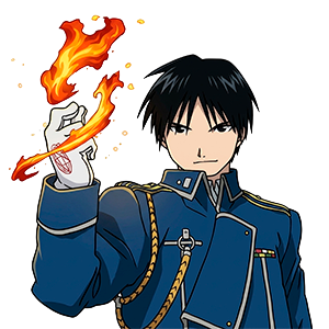 Mustang, perfil, fuego, fullmetal alchemist brotherhood